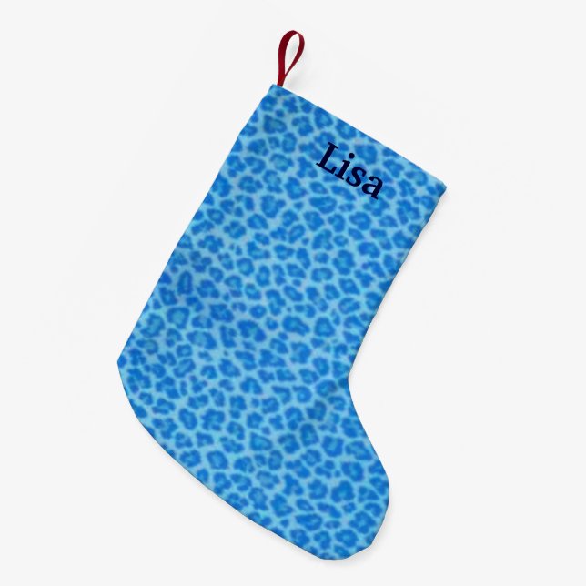 Personlig Blue Leopard Skin-julklapp Liten Julstrumpa (Framsidan (Hängande))