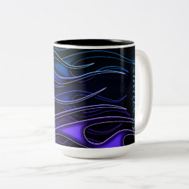Personlig Blue & Lila Flames Två-Tonad Mugg
