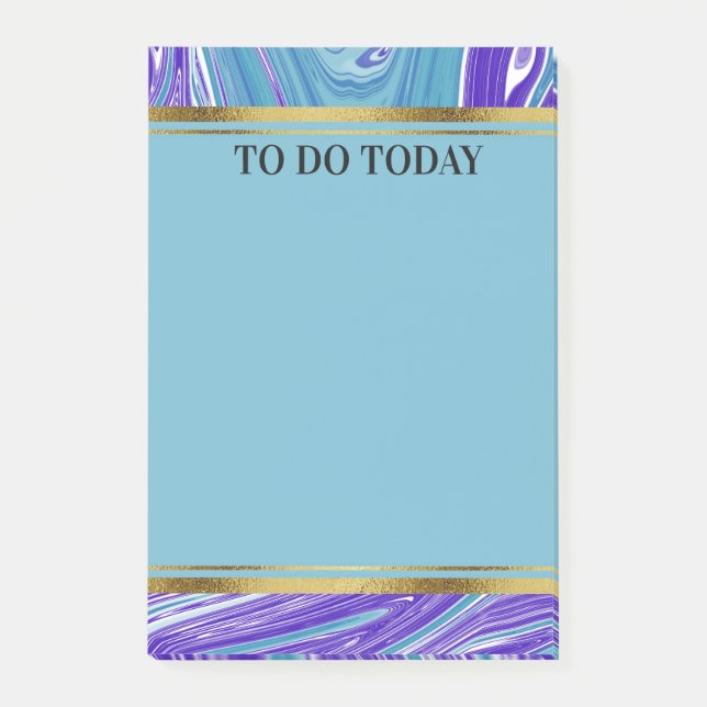 Personlig Blue Lila Marble 4x6 Post-it Block (Framsida)