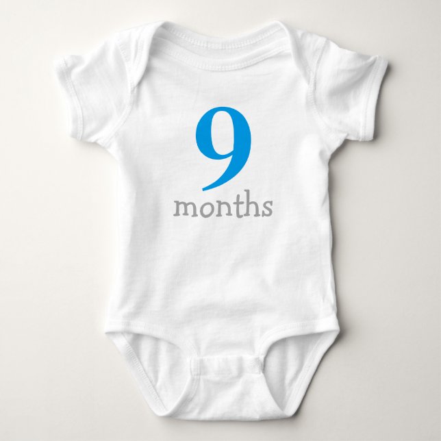 Personlig Blue Månadsvis Baby T Shirt (Framsida)