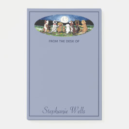 Personlig Blue Måne Hundar Friends Cute Animal Post-it Block