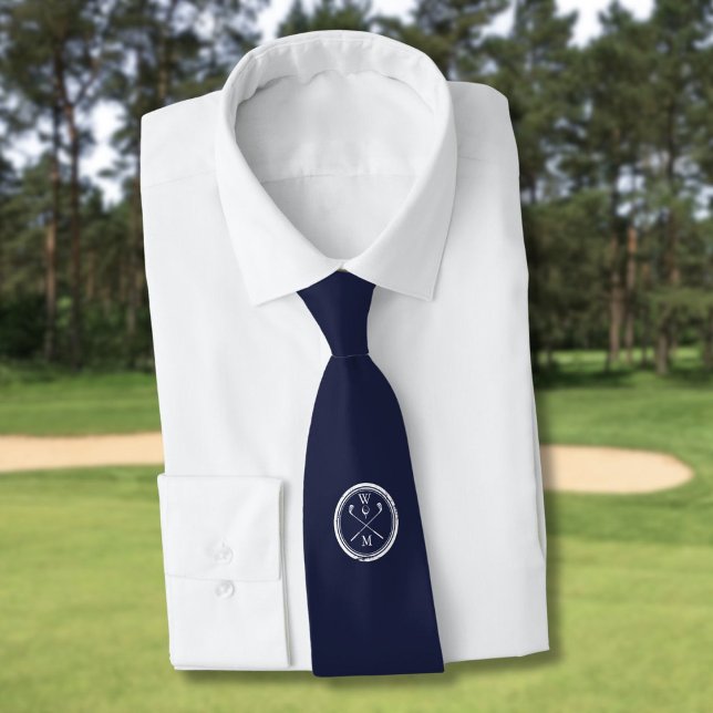 Personlig Blue Monogram Initialer Golf Slips (Personalized Navy Blue Monogram Initials Golf Neck Tie)