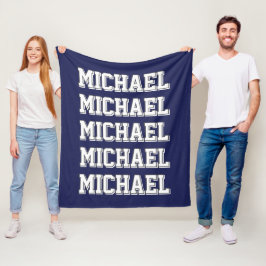 Personlig Blue Monogram Namn Fleecefilt