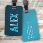 Personlig Blue Monogram Shadow Bagagebricka<br><div class="desc">Lyft upp ditt bagage med den här personligen som är perfekt för resenärer</div>