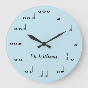 Personlig Blue Musik noter Round Clock Stor Klocka