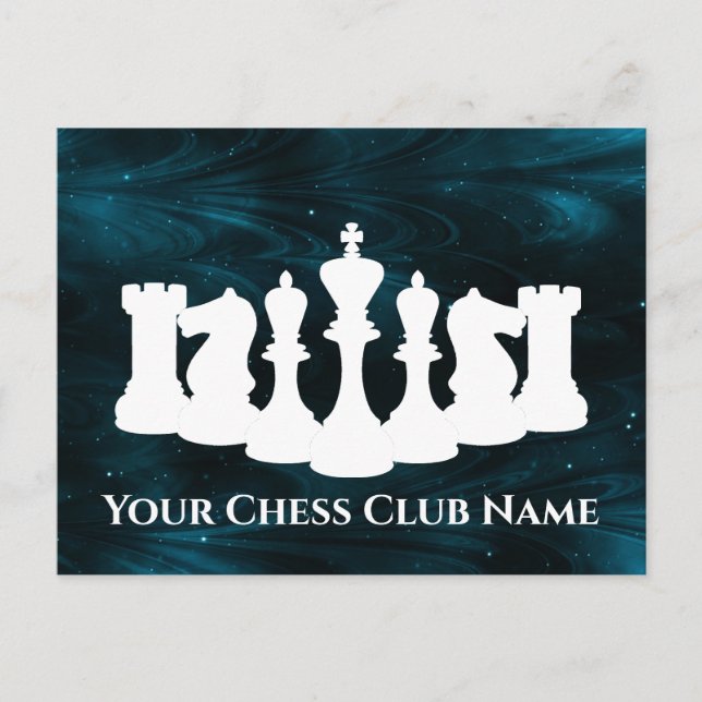 Personlig Blue Nebula Chess Biet Kung Vykort (Framsida)