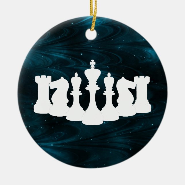Personlig Blue Nebula Chess Kung jul Julgransprydnad Keramik (Framsidan)