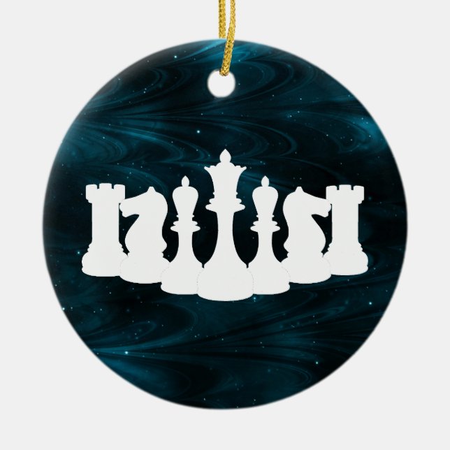 Personlig Blue Nebula Chess Ornament (Framsidan)