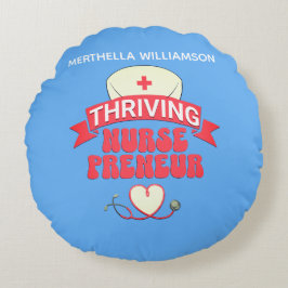 Personlig Blue NURSEPRENEUR Nurse Entrepreneur Rund Kudde