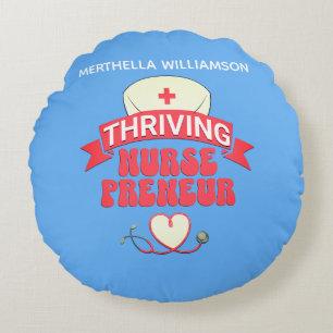 Personlig Blue NURSEPRENEUR Nurse Entrepreneur Rund Kudde