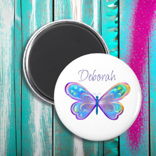 Personlig Blue och Lila Butterfly Magnet
