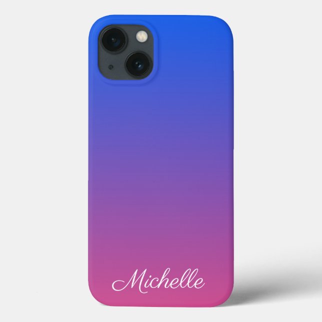 Personlig blue och rosa ombre-gradient Fodral-Mat (Baksida)