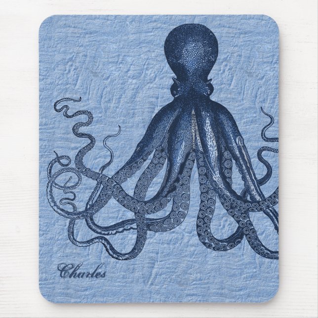 Personlig Blue Octopus Mouse Pad Musmatta (Framsidan)