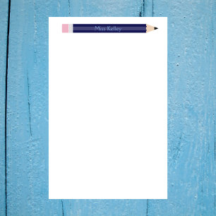 Personlig Blue Pencil Lärares Anpassningsbar Brevpapper