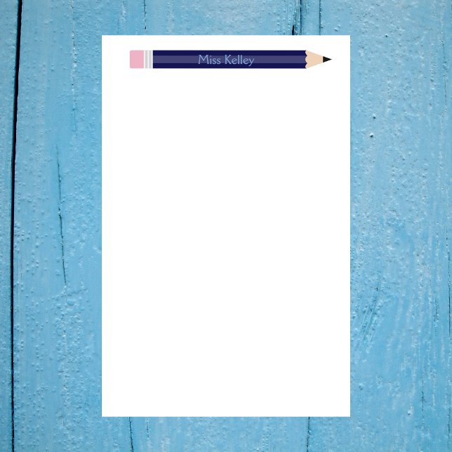 Personlig Blue Pencil Lärares Anpassningsbar Brevpapper (Skapare uppladdad)