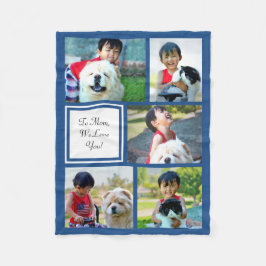 Personlig Blue Photo Collage Blanket Fleecefilt