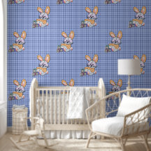 Personlig Blue Play Nursery Art - Bunny