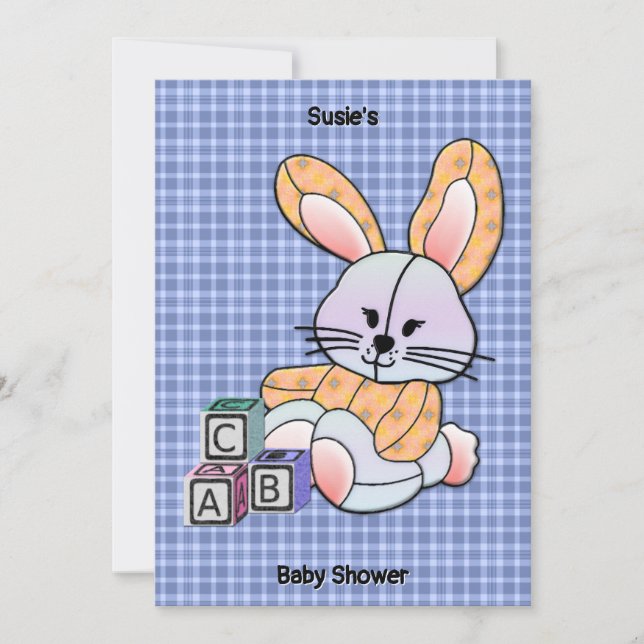 Personlig Blue Play Nursery Art - Bunny Inbjudningar (Framsida)