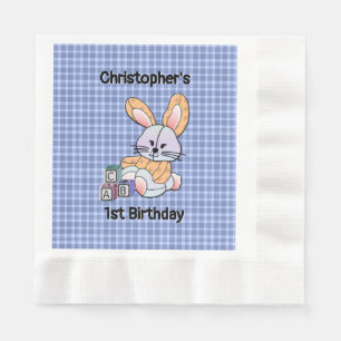 Personlig Blue Play Nursery Art - Bunny Pappersservett