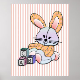Personlig Blue Play Nursery Art - Bunny Poster