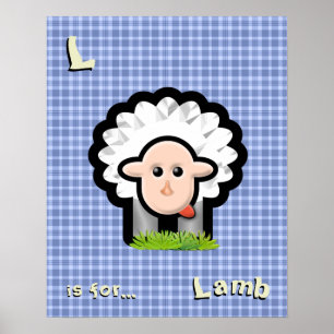 Personlig Blue Play Nursery Art - Lamb Poster