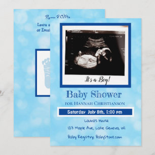 Personlig Blue Pojke Ultrasound Baby Shower Inbjudningar