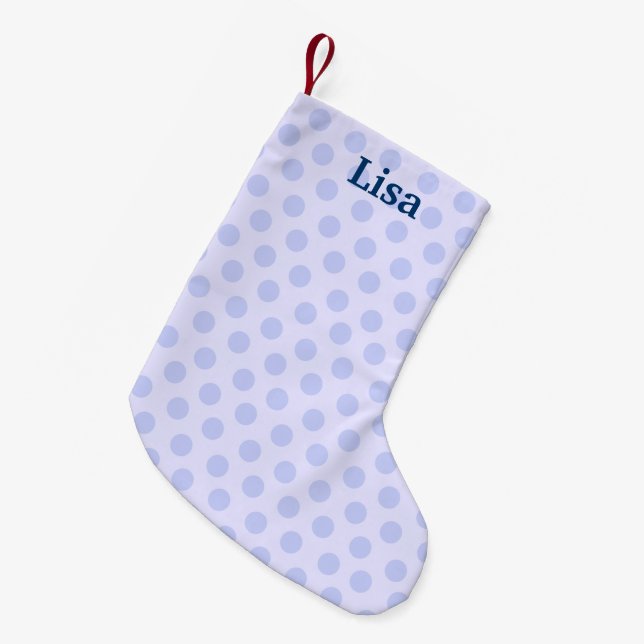 Personlig Blue Polka Dot-julklapp Liten Julstrumpa (Framsidan (Hängande))