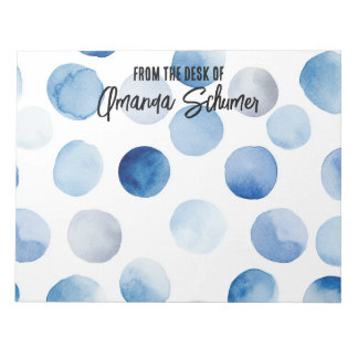 Personlig Blue Polka dots 11" x 8,5" Anteckningsbl Anteckningsblock