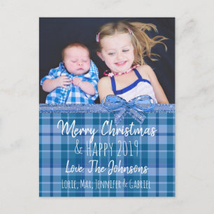 Personlig Blue Pput Photo jul Card Vykort
