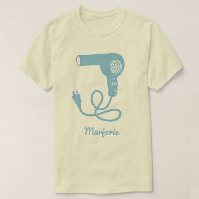 Personlig Blue Retro Hairdryer Blow Dryer T Shirt (Design framsida)