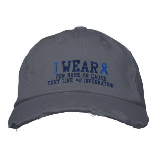 Personlig Blue Ribbon Awareness Embroidery Broderad Keps