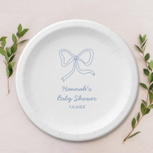 Personlig Blue Ribbon Baby Shower Papper Tallrikar