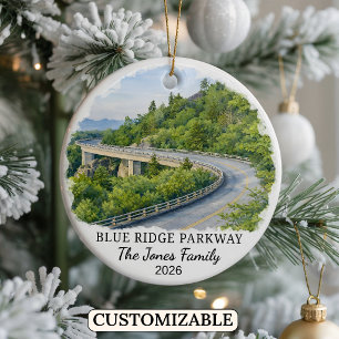 Personlig Blue Ridge Parkway, North Carolina Julgransprydnad Keramik