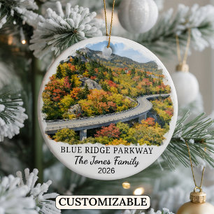 Personlig Blue Ridge Parkway, North Carolina Julgransprydnad Keramik