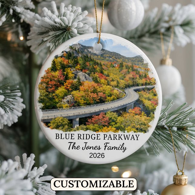 Personlig Blue Ridge Parkway, North Carolina Julgransprydnad Keramik (Skapare uppladdad)
