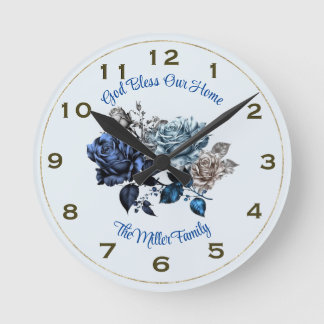 Personlig Blue Ro Wall Clock Välsigna dig Vår H Rund Klocka