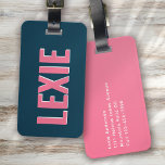 Personlig Blue Rosa Monogram Shadow Bagagebricka<br><div class="desc">Lyft upp ditt bagage med den här personligen som är perfekt för resenärer</div>
