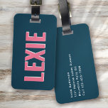 Personlig Blue Rosa Monogram Shadow Bagagebricka<br><div class="desc">Lyft upp ditt bagage med den här personligen som är perfekt för resenärer</div>