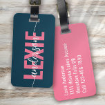 Personlig Blue Rosa Monogram-skript Bagagebricka<br><div class="desc">Lyft upp ditt bagage med den här personligen som är perfekt för resenärer</div>