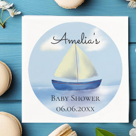 Personlig Blue Sailboat Baby Shower Pappersservett