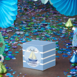 Personlig Blue Sailboat Baby Shower Presentaskar