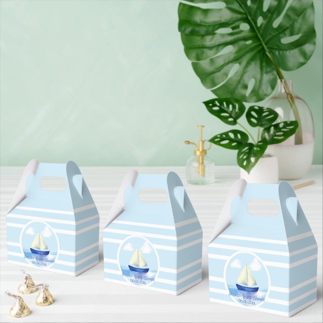 Personlig Blue Sailboat Baby Shower Presentaskar (Multipel)