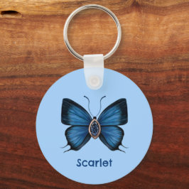 Personlig Blue Sapphire Butterfly Gemstone Nyckelring