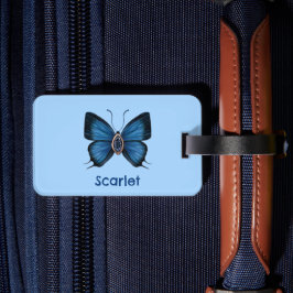 Personlig Blue Sapphire Peacock Royal Butterfly Bagagebricka