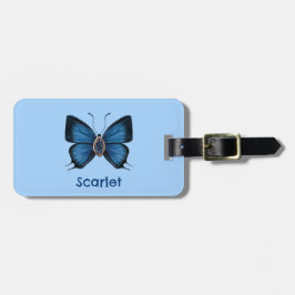 Personlig Blue Sapphire Peacock Royal Butterfly Bagagebricka