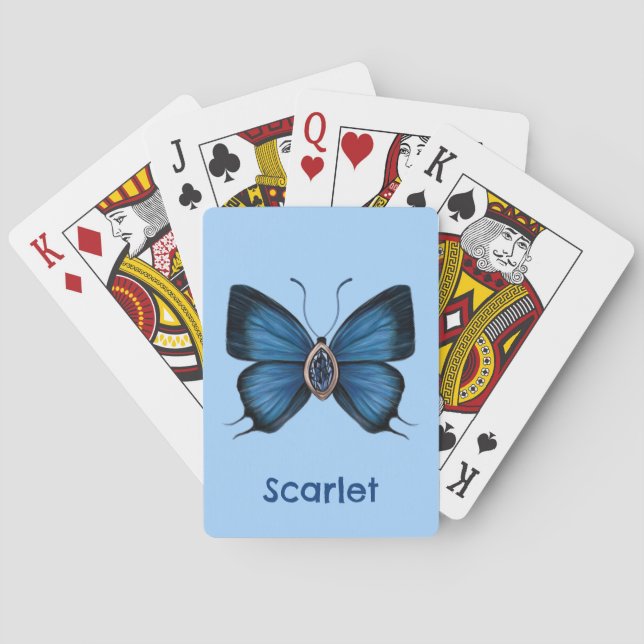 Personlig Blue Sapphire Peacock Royal Butterfly Casinokort (Baksidan)