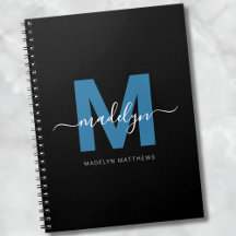 Personlig Blue Script Namn Initial Monogram
