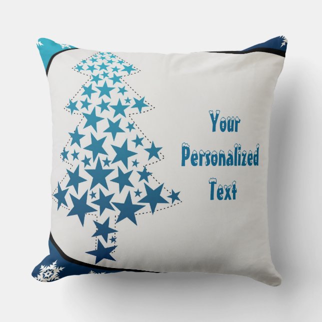 Personlig Blue Snowflake Dekorativ kudde (Framsida)