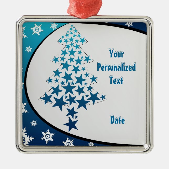 Personlig Blue Snowflake-ornament Julgransprydnad Metall (Framsidan)