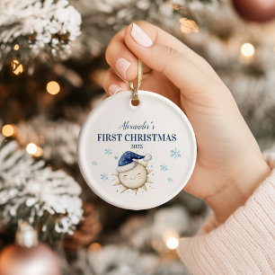 Personlig Blue Sol Stars Första jul Julgransprydnad Keramik